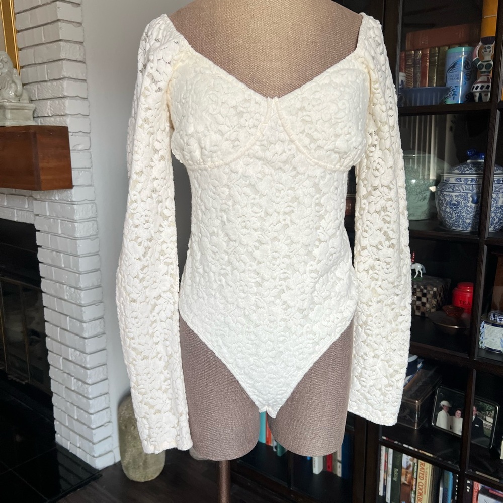 NWT - WILD FABLE - Cream Lace Thong Bodysuit